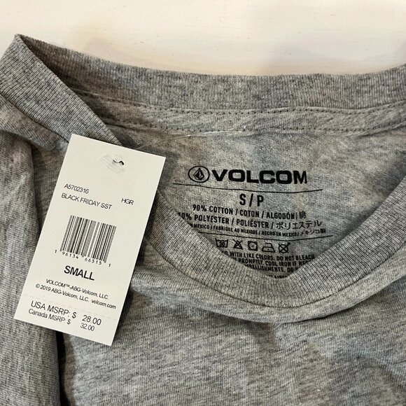 Volcom Men's Grey Printed Logo Short Sleeve T-shirt - Size Small - NWT $32 - Picture 2 of 4